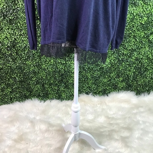 Navy blue Joie wool cashmere blend long sleeve with lace trim - Picture 4 of 9